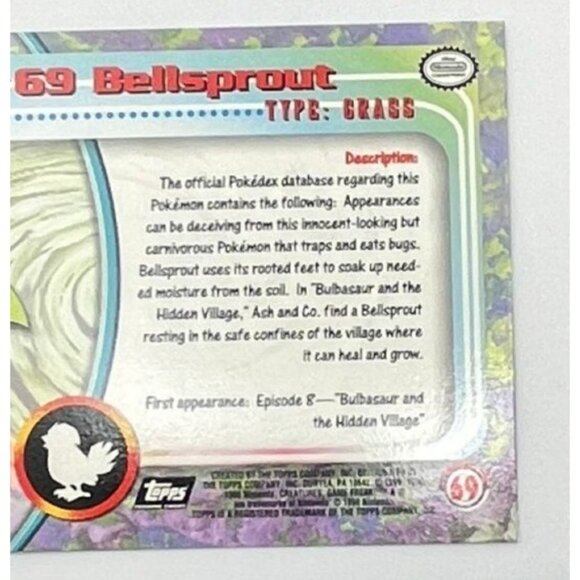 Bellsprout Pokemon Card Topps #69 TV Animation Edition Series Black Logo - Picture 5 of 5